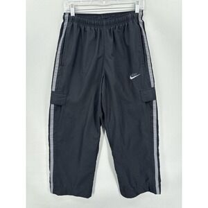 Vintage Nike Pants Womens Small Black Track Side Stripe Cargo Lined Y2K 90s 25"